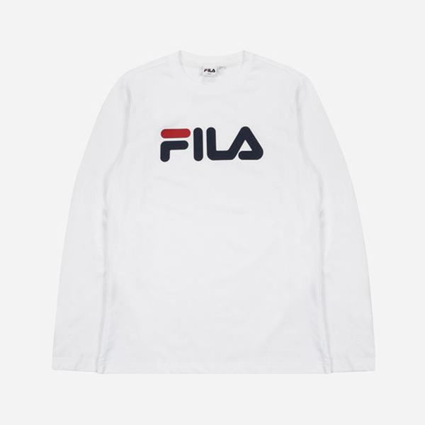 Fila Linear Logo L/S Women's T-Shirts - White,NZ 905-43695